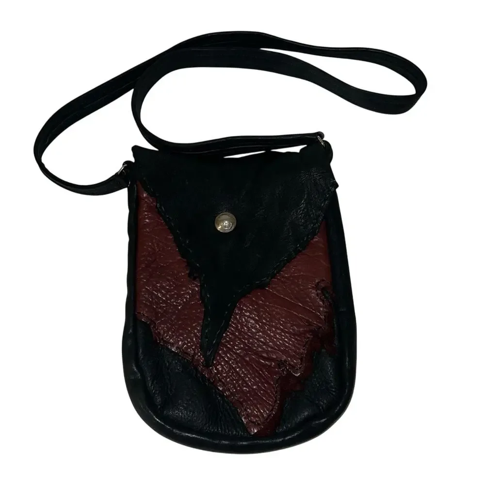 HANDMADE butter soft leather Black and Brown Leather crossbody